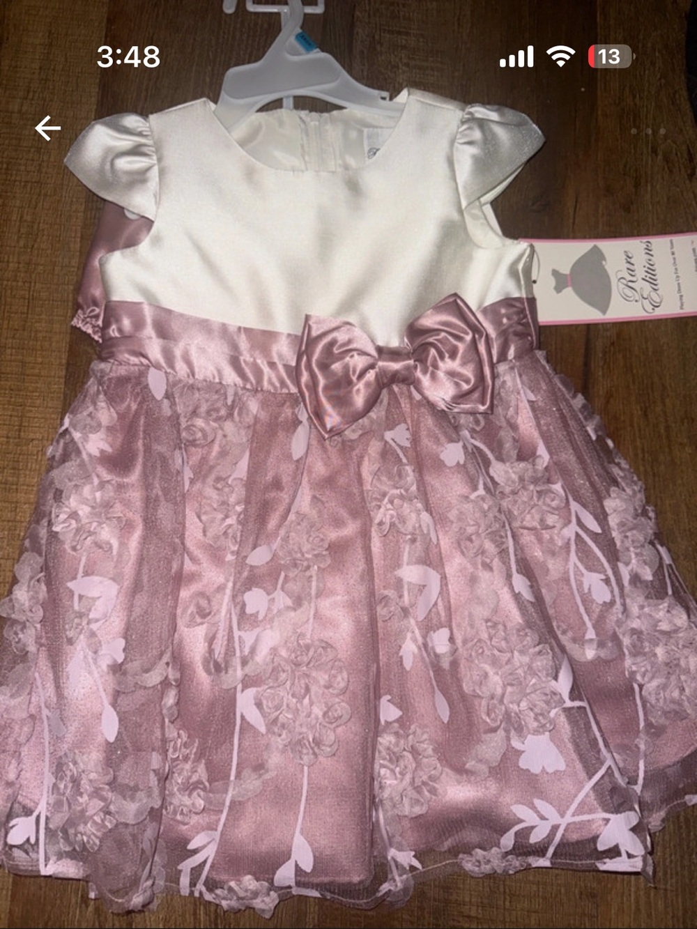 Baby/ Toddler Pink Floral Bow Party Dress